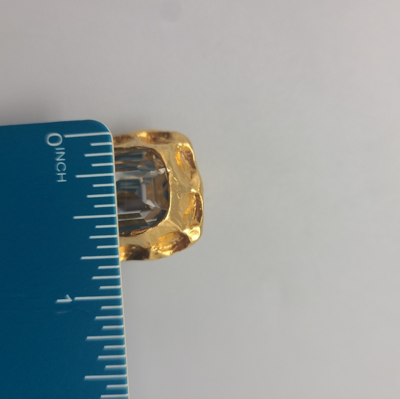 Rare Vitage Chanel Gold Plated Clear Strass Crystal Rectangle Clip On Earrings - Picture 13 of 13